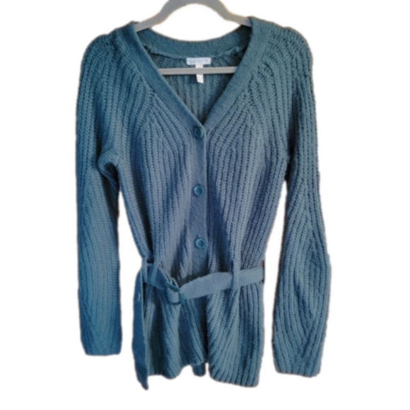 Leith Sweaters - Leith Green Belted Cardigan Sweater